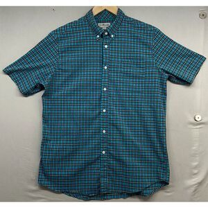 Sun‎ River Button Down Shirt Mens LARGE -Short Sleeve-Casual Dress-Plaid-Stretch